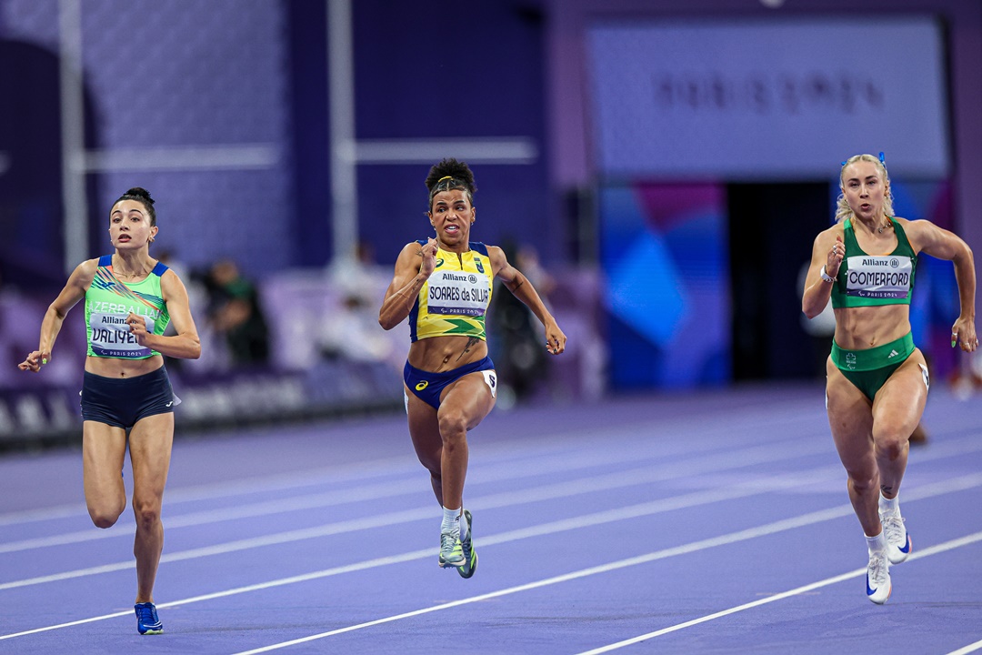 Rayane Soares fez uma prova espetacular na final dos 100m da classe T13 (atletas com deficiência visual). Foto: Wander Roberto/CPB