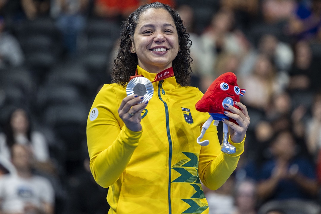 Bicampeã mundial dos 50m livre da Classe S8, Cecília Araújo conquistou a prata na prova. Foto: Alessandra Cabral/CPB