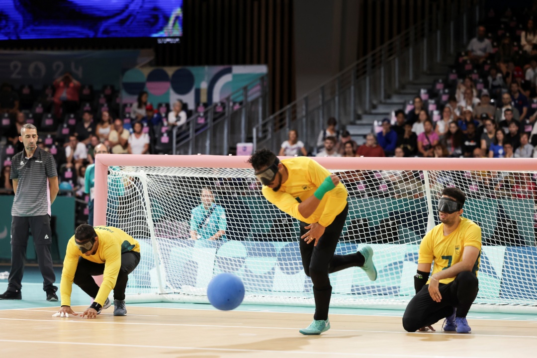 Equipe do goalball masculino garantiu presença na semifinal. Foto: Alexandre Schneider/CPB