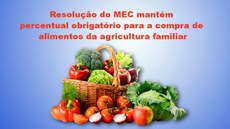 MEC mantém percentual obrigatório para compra de alimentos da agricultura familiar