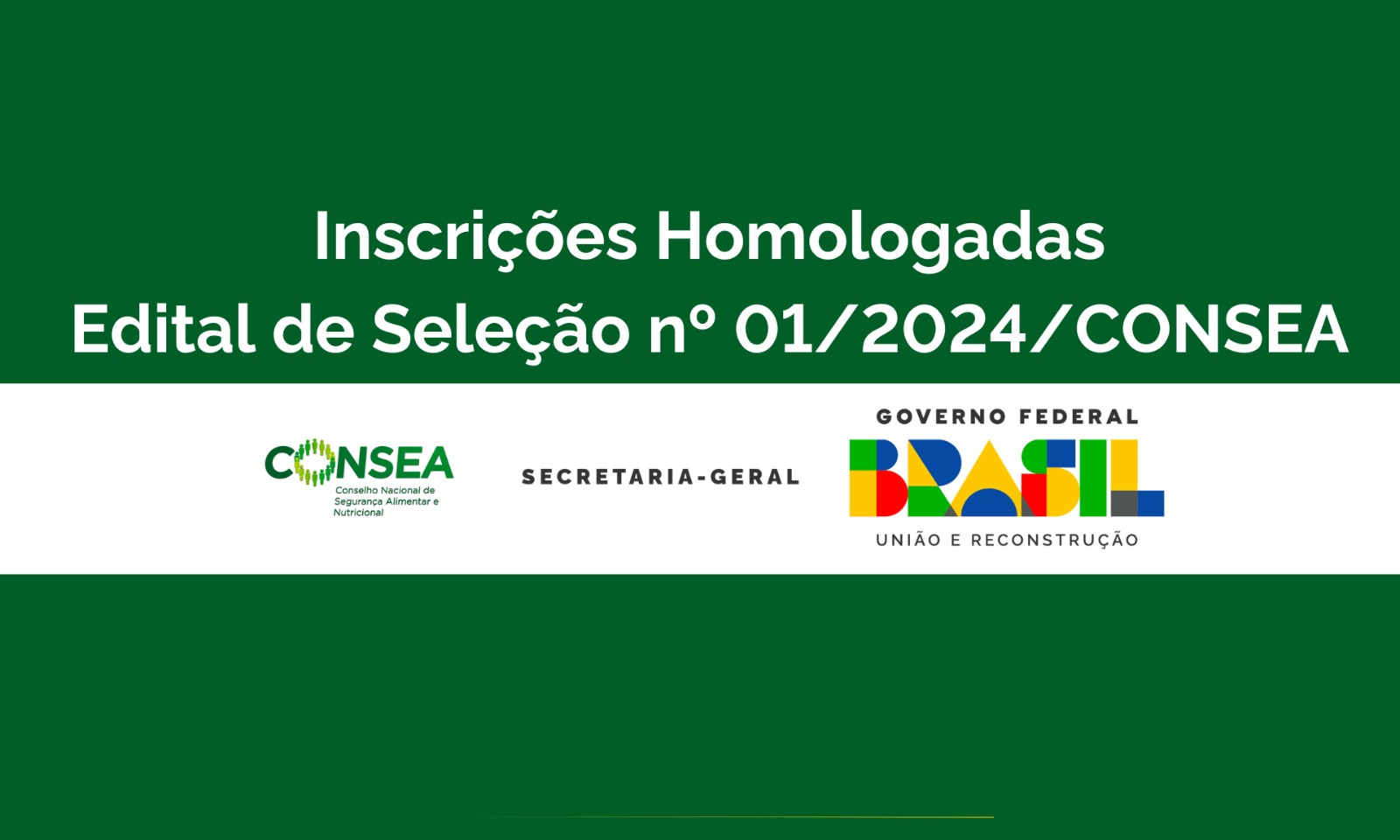 CONSEA divulga Lista Preliminar das Inscrições Homologadas ao Edital nº 01/Consea//2024