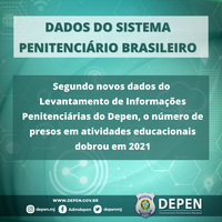 Segundo novos dados do Levantamento de Informações Penitenciárias do Depen, o número de presos em atividades educacionais dobrou em 2021