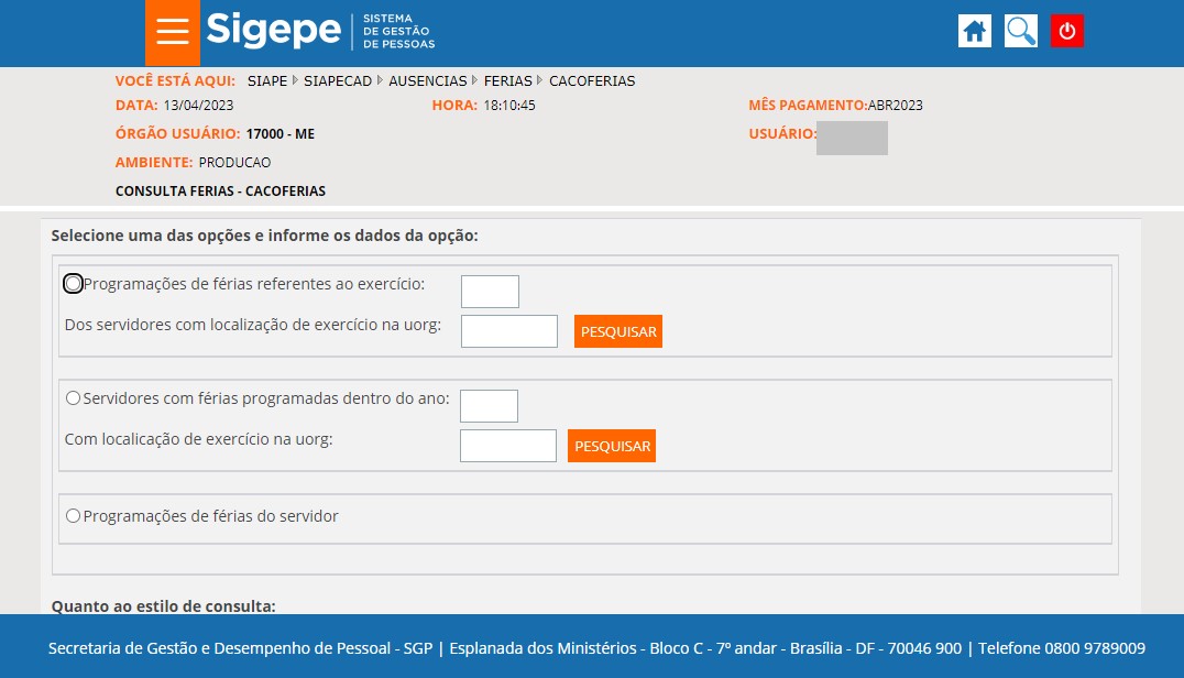 SGA/Segesp reabre sistema para servidor marcar suas férias/2017 – TCE-RO