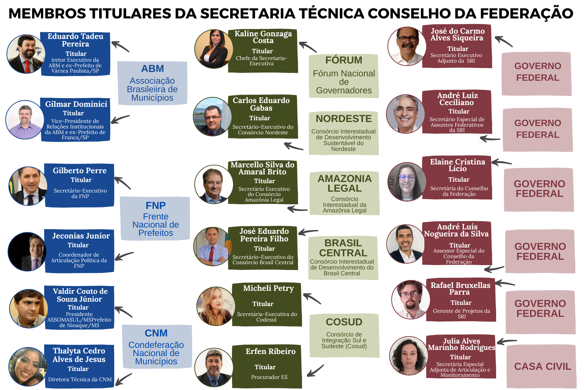 Membros Titulares da Secretaria Técnica do Conselho da Federação