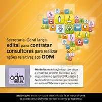 21.03.2014 -  SG lança edital para contratar consultores para realizar ações relativas aos ODM