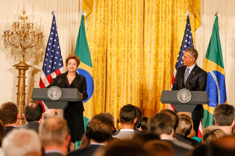 Presidenta Dilma Rousseff durante declaração à imprensa com o presidente dos Estados Unidos da América, Barack Obama. (Washington - EUA, 30/06/2015)