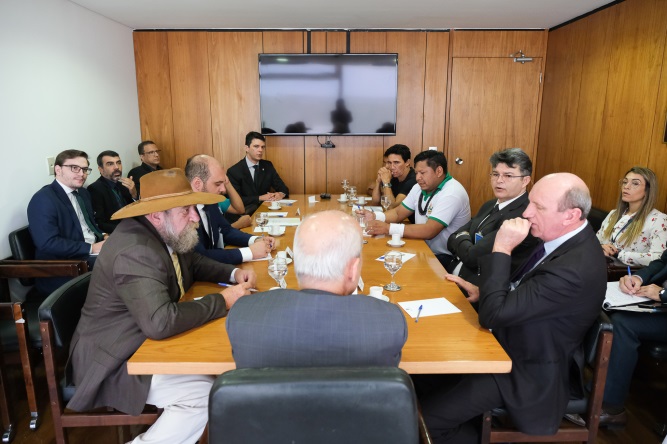 Reunião entre o Ministro da Secretaria de Governo, Luiz Ramos, bancada dos parlamentares do Mato Grosso e representantes indígenas da etnia Paresí. (Foto: SeGov)