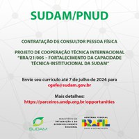 Sudam/PNUD: contratação de consultor para projetos de cooperação técnica
