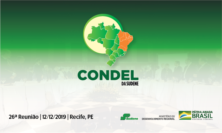 Marca do Condel no centro. Á esquerda, número, data e local da reunião. à direita, marcas da Sudene, do Ministério do Desenvolvimento Regional e do Governo Federal.