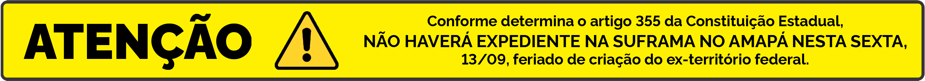 Banner de aviso sobre feriado no Amapá