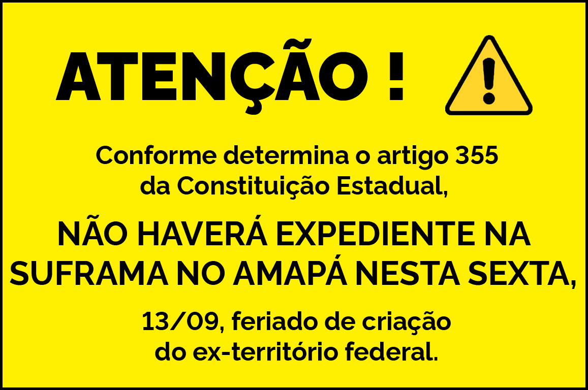 Banner de aviso sobre feriado no Amapá