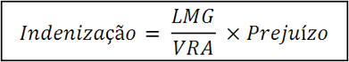 Indenização é igual a L M G sobre V R A vezes Prejuízo