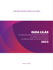 Banner com a imagem da capa do Guia Lilás da CGU, sobre prevenção ao assédio